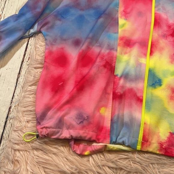 Terez Women's Tie-Dye Print Paneled Full Zip Windbreaker Jacket - Picture 7 of 10